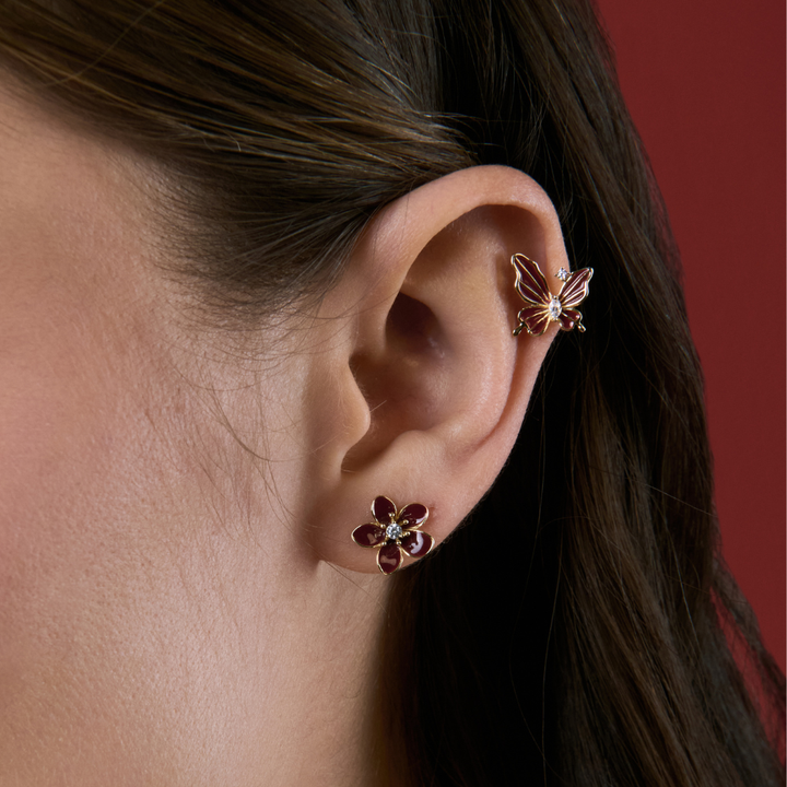 ARETES BURGUNDY BUTTERFLY - 9972
